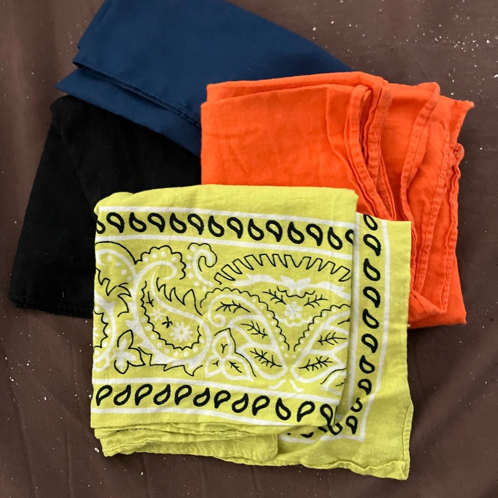 Colorful Cotton Bandanas and Scarves - Yellow, Orange, Blue, Black